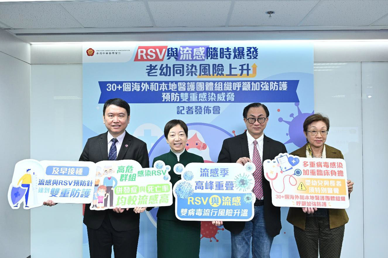 料年底呼吸道病毒活躍度上升雙疫夾擊 流感＋呼吸道合胞病毒RSV 老幼同染機會暴增33 個海外和本地醫護團體組織呼籲做足措施 預防雙重感染